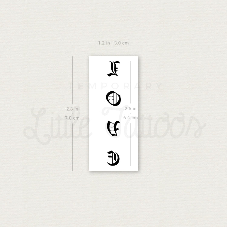 Gothic “Love” Temporary Tattoo - Set of 3