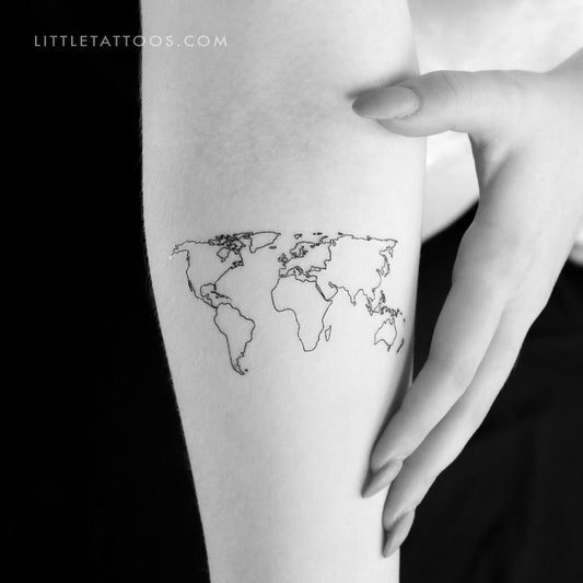 World Map Tattoo Temporary Tattoo - Set of 3