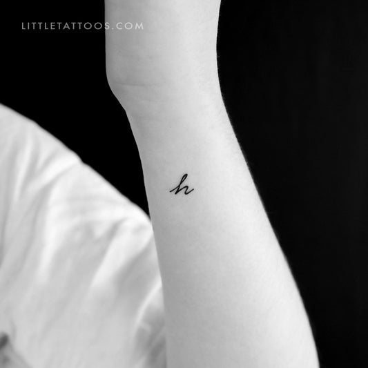 H Handwritten Letter Temporary Tattoo - Set of 3
