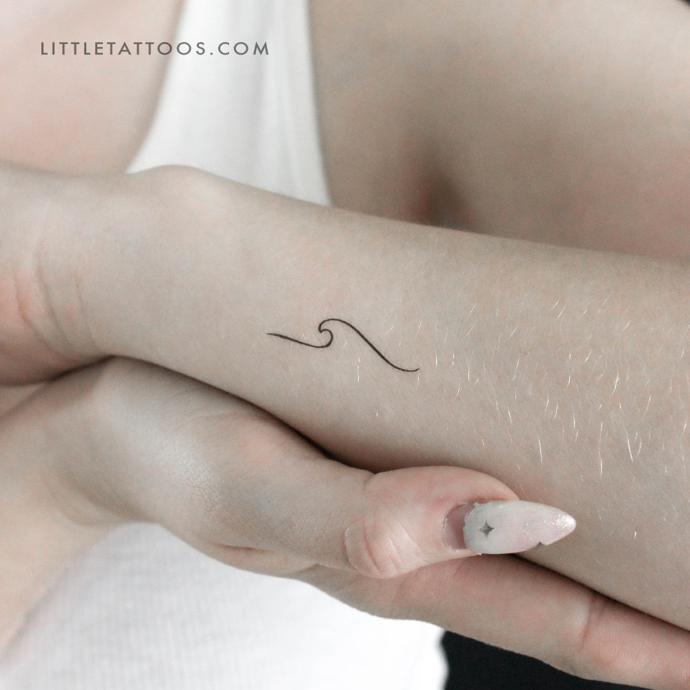 Tatuaje temporal de onda minimalista (izquierda) - Juego de 3