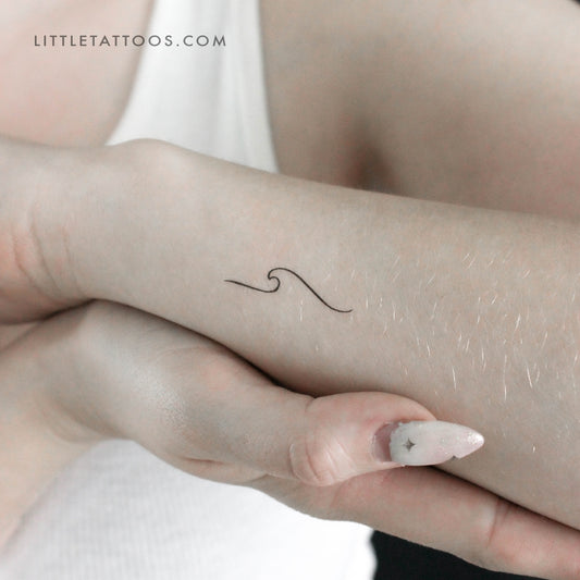 Minimalist Wave (Left) Temporary Tattoo - Set of 3