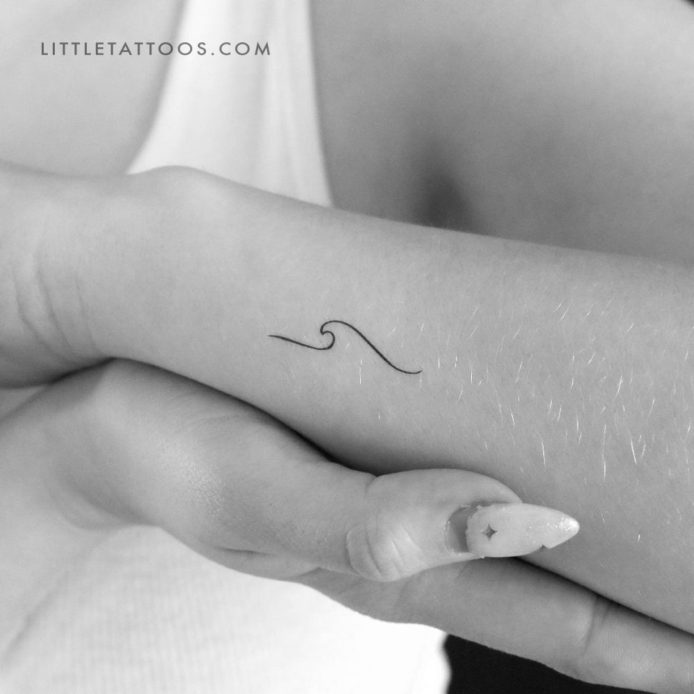 Tatuaje temporal de onda minimalista (izquierda) - Juego de 3