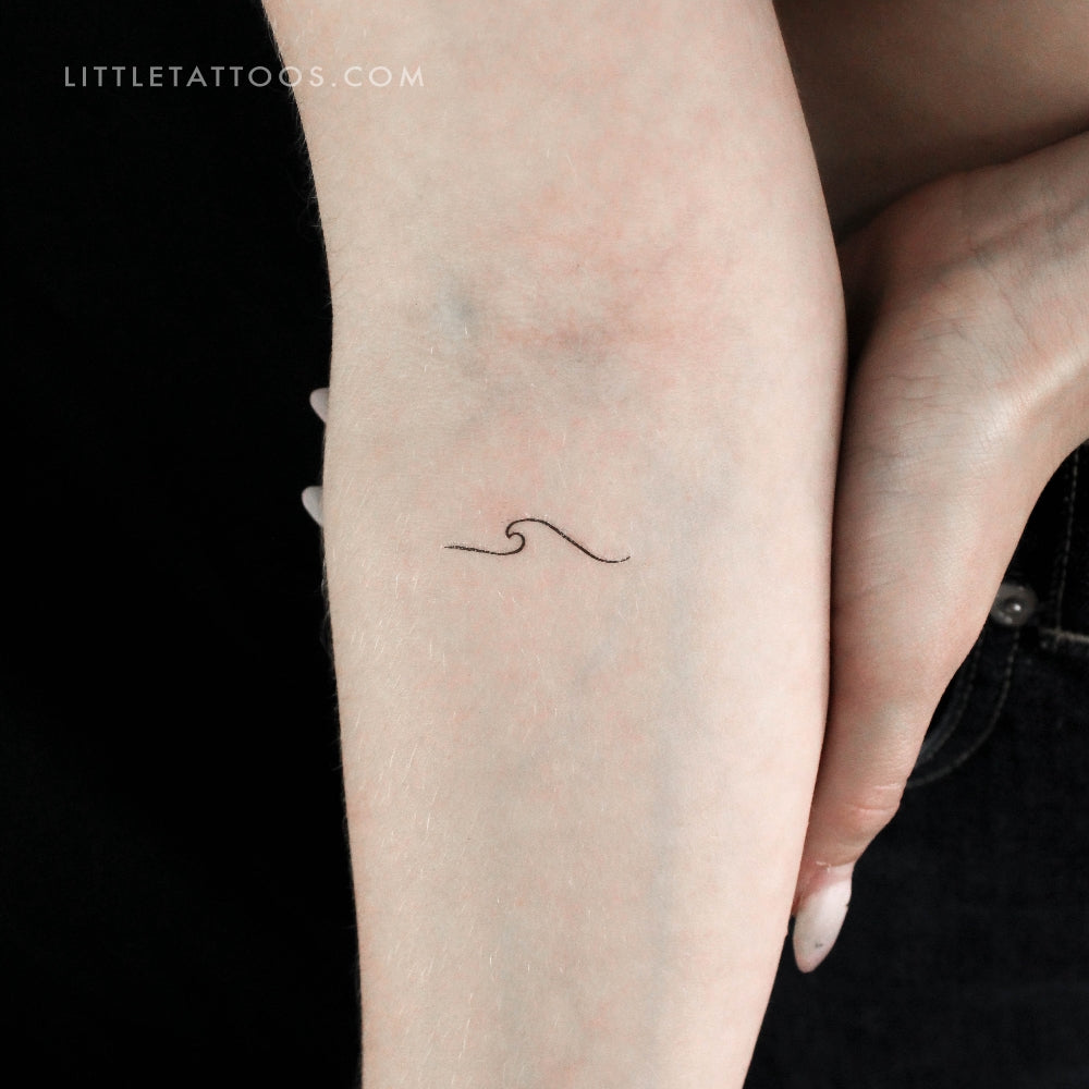 Tatuaje temporal de onda minimalista (izquierda) - Juego de 3