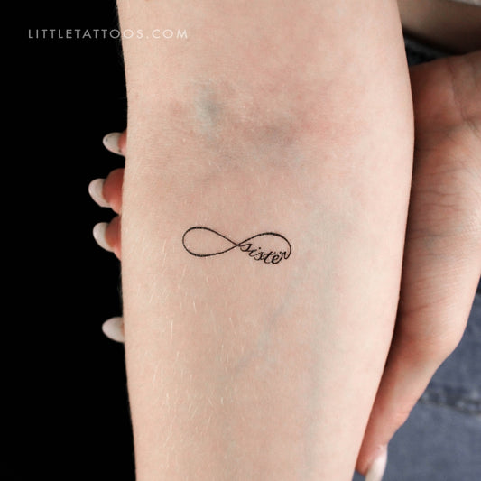 Tatuaje temporal de infinito "Hermana" - Juego de 3