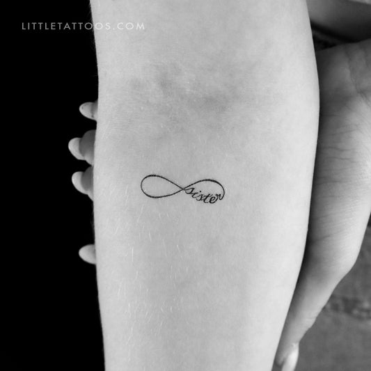 Tatuaje temporal de infinito "Hermana" - Juego de 3