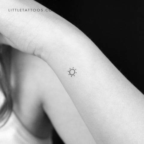 Tiny Minimalist Sun Temporary Tattoo - Set of 3