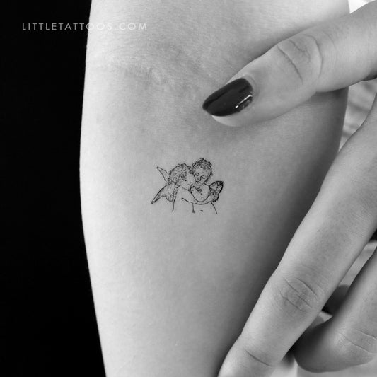 Tatuaje temporal de primer beso con arte lineal (juego de 3)