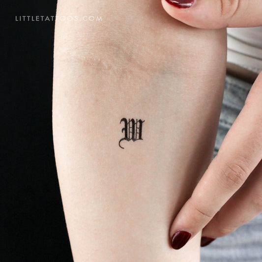 Tatuaje temporal de la letra W gótica - Juego de 3