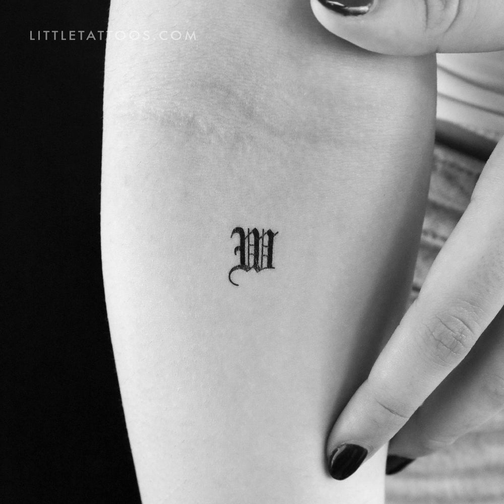 Gothic W Letter Temporary Tattoo - Set of 3