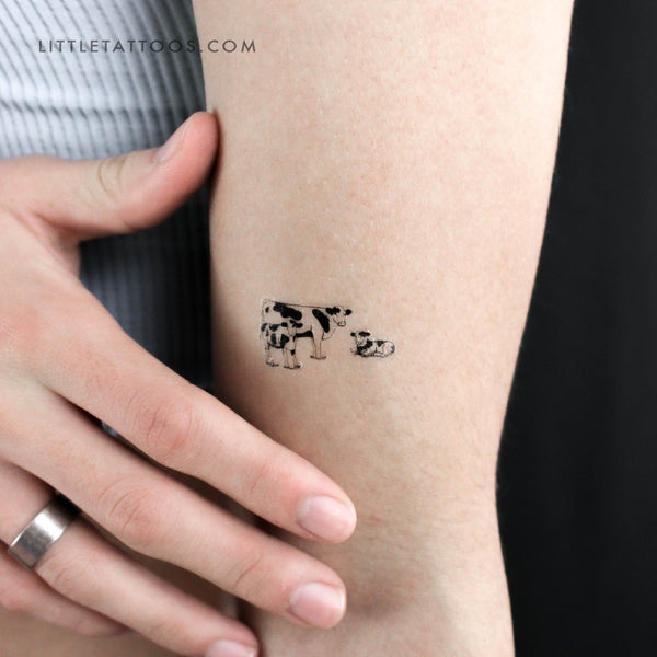 Cow Family Temporary Tattoo - Set of 3