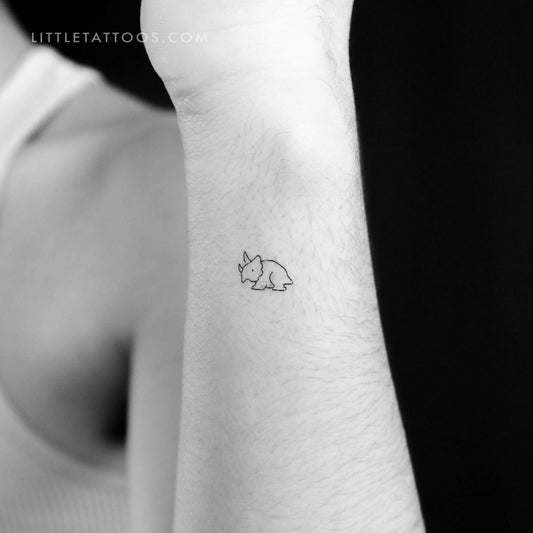 Tiny Triceratops Temporary Tattoo - Set of 3