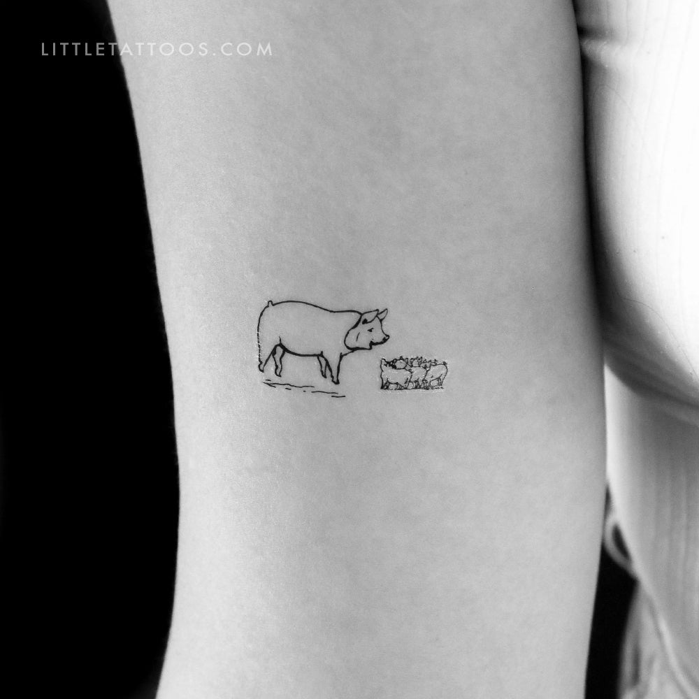 Pig Family Temporary Tattoo - Set of 3