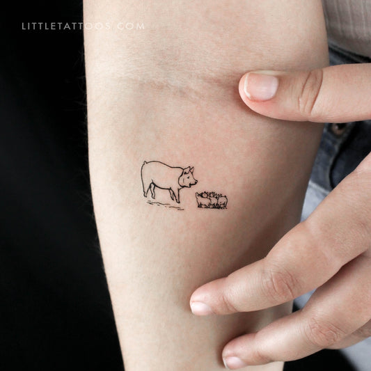 Pig Family Temporary Tattoo - Set of 3