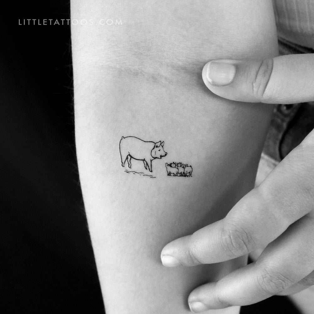 Pig Family Temporary Tattoo - Set of 3