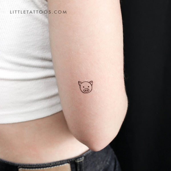 Small Pig Face Temporary Tattoo - Set of 3