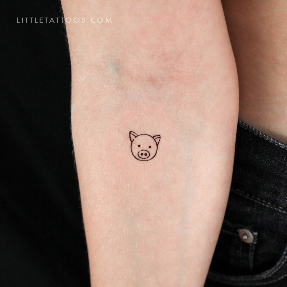 Small Pig Face Temporary Tattoo - Set of 3
