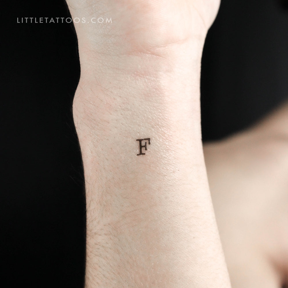 Tatuaje temporal de la letra F mayúscula de máquina de escribir (juego de 3)