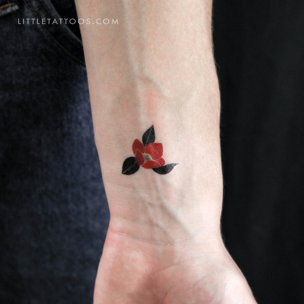 Tatuaje temporal de camelia roja de Zihee (juego de 3)