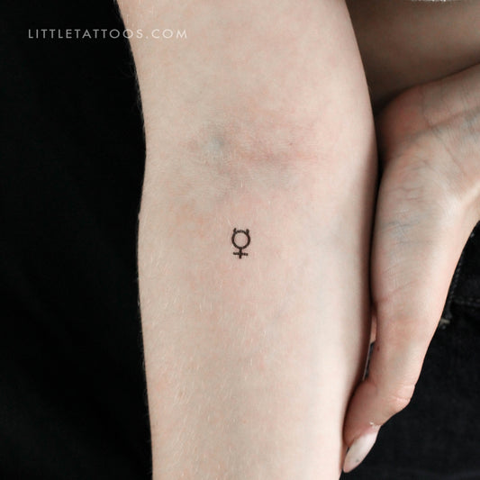 Tatuaje temporal del símbolo planetario de Mercurio (juego de 3)