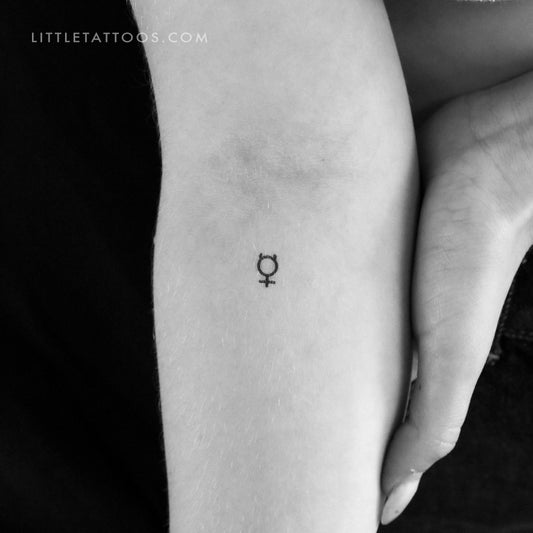 Tatuaje temporal del símbolo planetario de Mercurio (juego de 3)