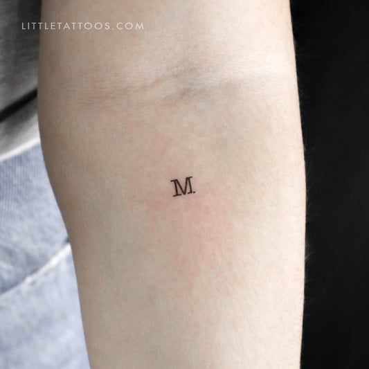 M Uppercase Typewriter Letter Temporary Tattoo - Set of 3