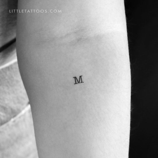 M Uppercase Typewriter Letter Temporary Tattoo - Set of 3
