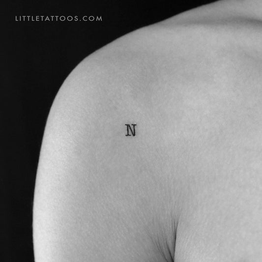 Tatuaje temporal de la letra N mayúscula de máquina de escribir (juego de 3)