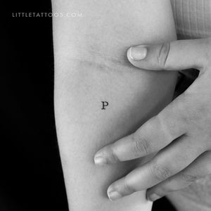 P Uppercase Typewriter Letter Temporary Tattoo - Set of 3