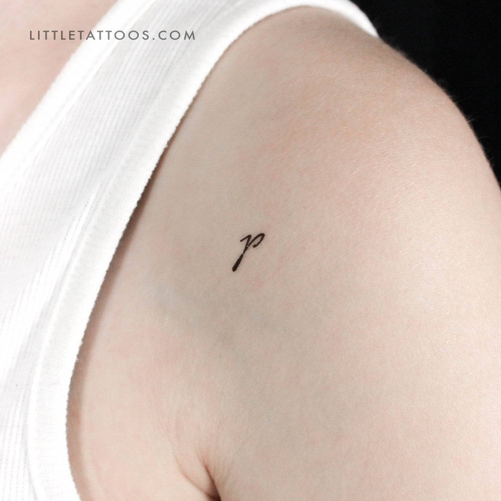 Tatuaje temporal de letra P manuscrita - Juego de 3