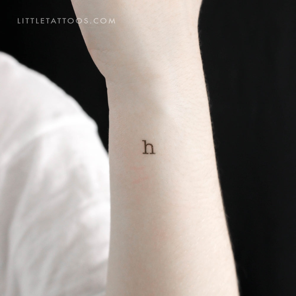 Tatuaje temporal de la letra H minúscula de máquina de escribir (juego de 3)