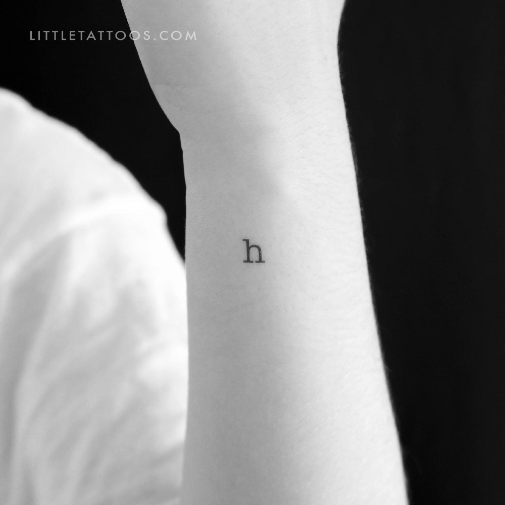 Tatuaje temporal de la letra H minúscula de máquina de escribir (juego de 3)