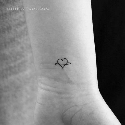 Saturn Heart Temporary Tattoo - Set of 3