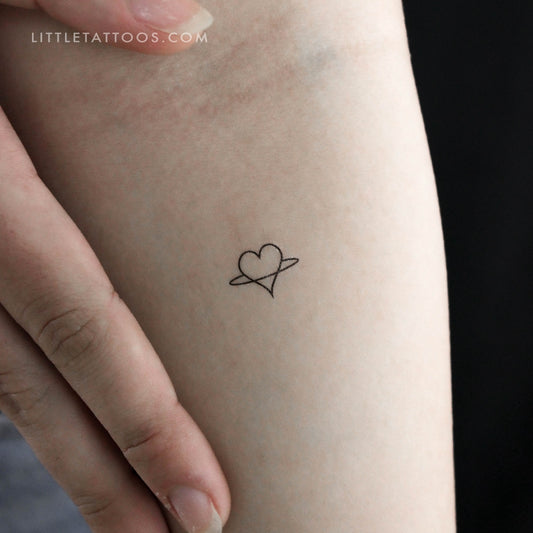 Tatuaje temporal de corazón de Saturno - Juego de 3