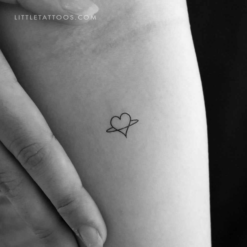 Saturn Heart Temporary Tattoo - Set of 3