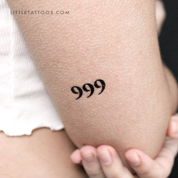 999 Angel Number Temporary Tattoo - Set of 3