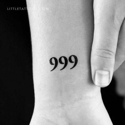 999 Angel Number Temporary Tattoo - Set of 3