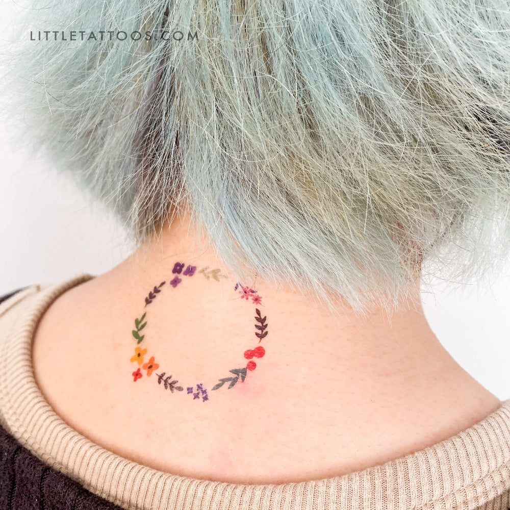 Flower Wreath Temporary Tattoo by Zihee (Set of 3)