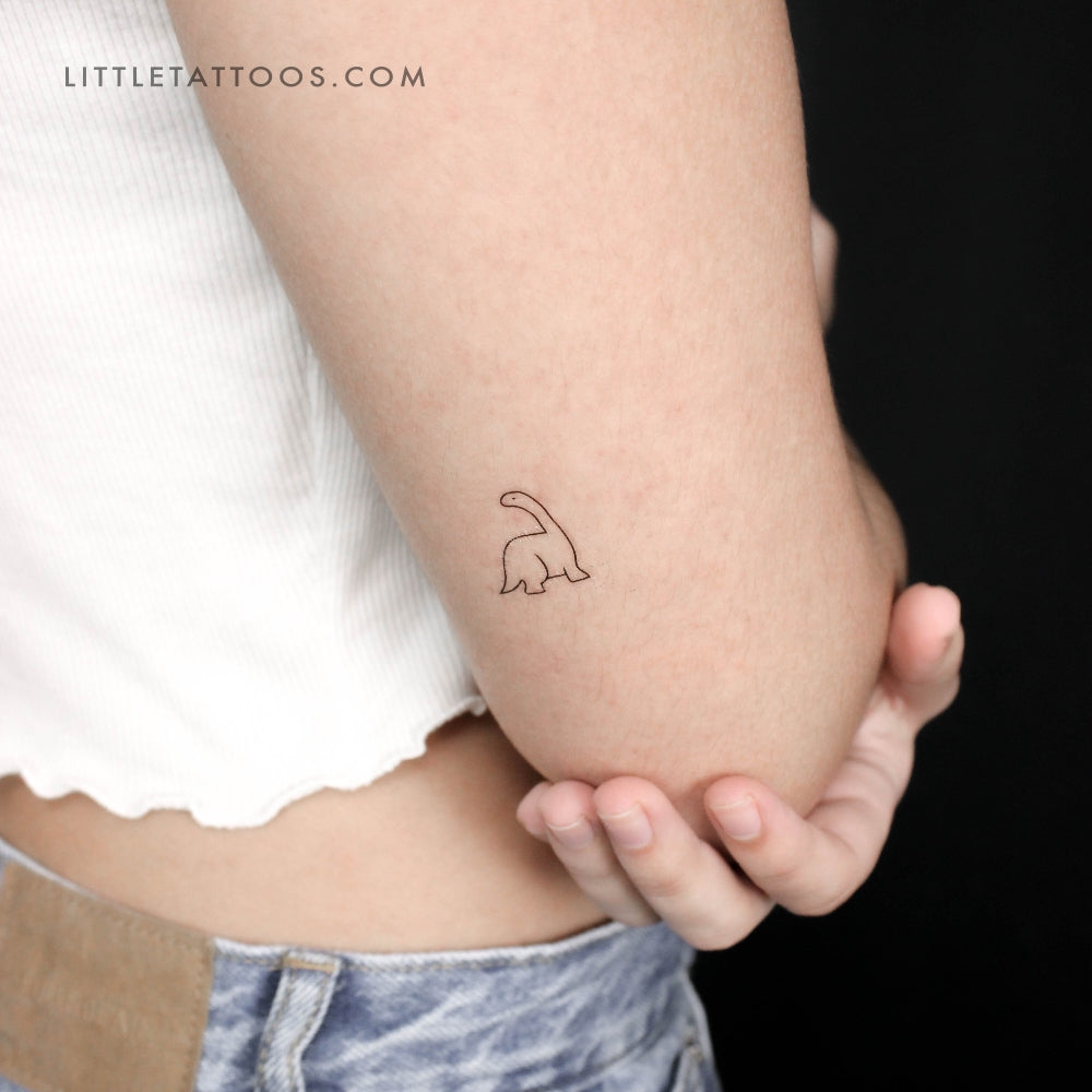Minimalist Diplodocus Dinosaur Temporary Tattoo - Set of 3