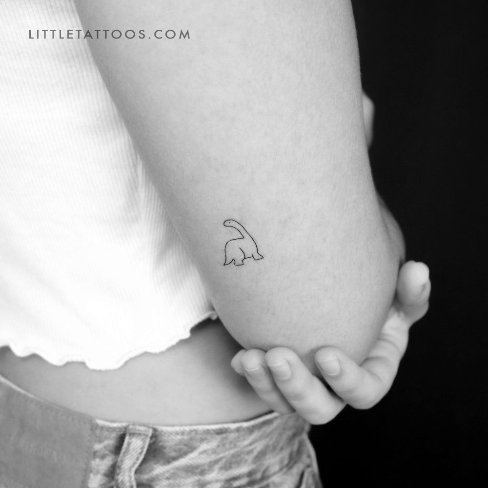 Minimalist Diplodocus Dinosaur Temporary Tattoo - Set of 3
