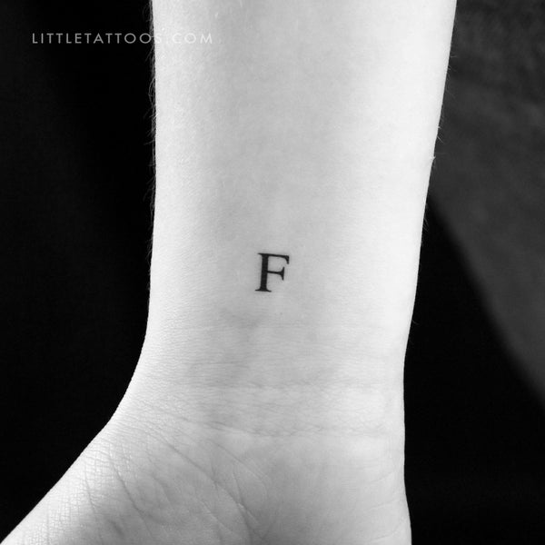 F Uppercase Serif Letter Temporary Tattoo - Set of 3