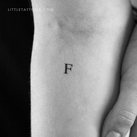 F Uppercase Serif Letter Temporary Tattoo - Set of 3