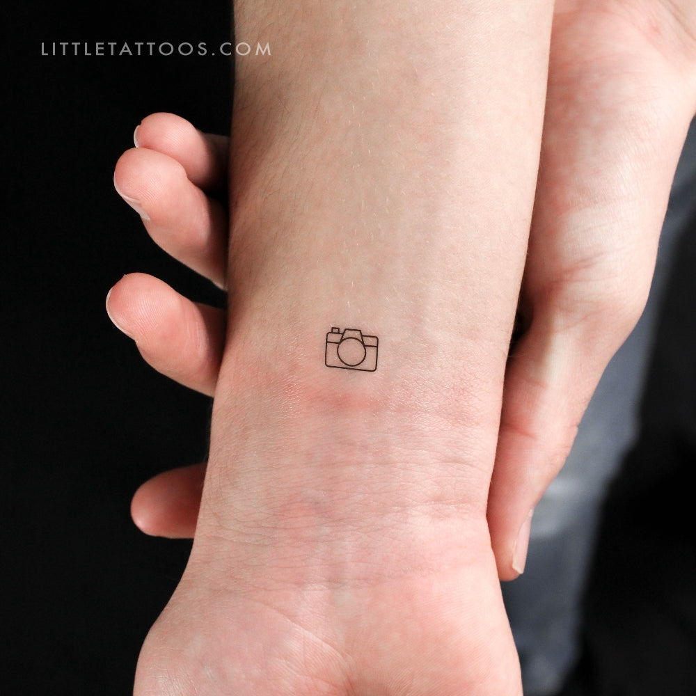 Tatuaje temporal de cámara réflex minimalista (juego de 3)