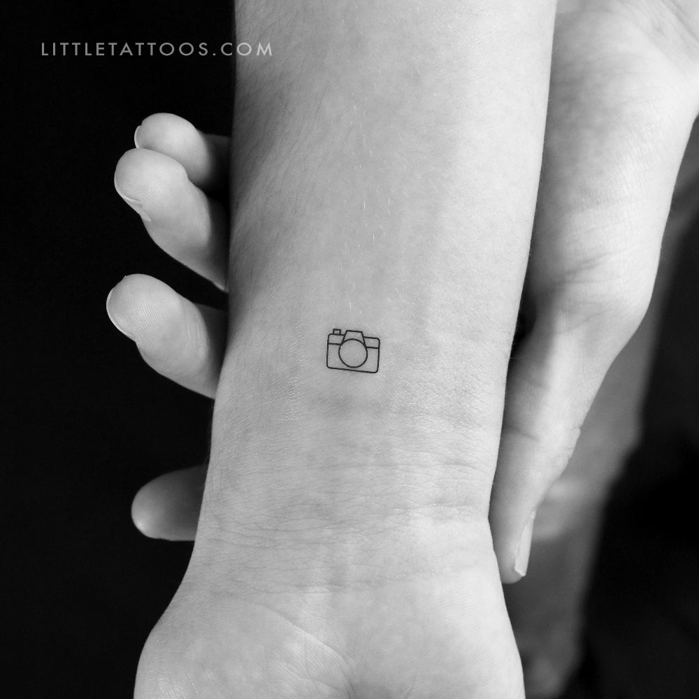 Tatuaje temporal de cámara réflex minimalista (juego de 3)