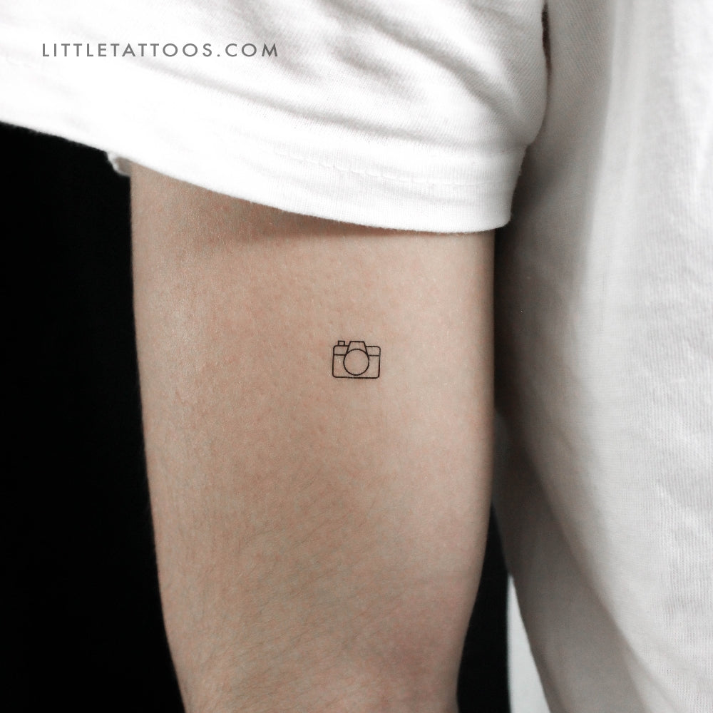 Tatuaje temporal de cámara réflex minimalista (juego de 3)