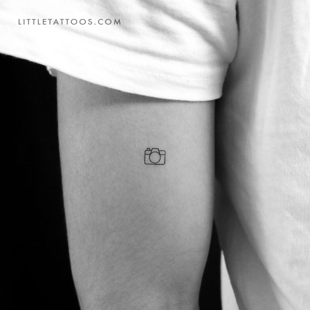 Tatuaje temporal de cámara réflex minimalista (juego de 3)