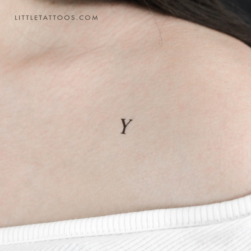 Y Uppercase Serif Letter Temporary Tattoo - Set of 3