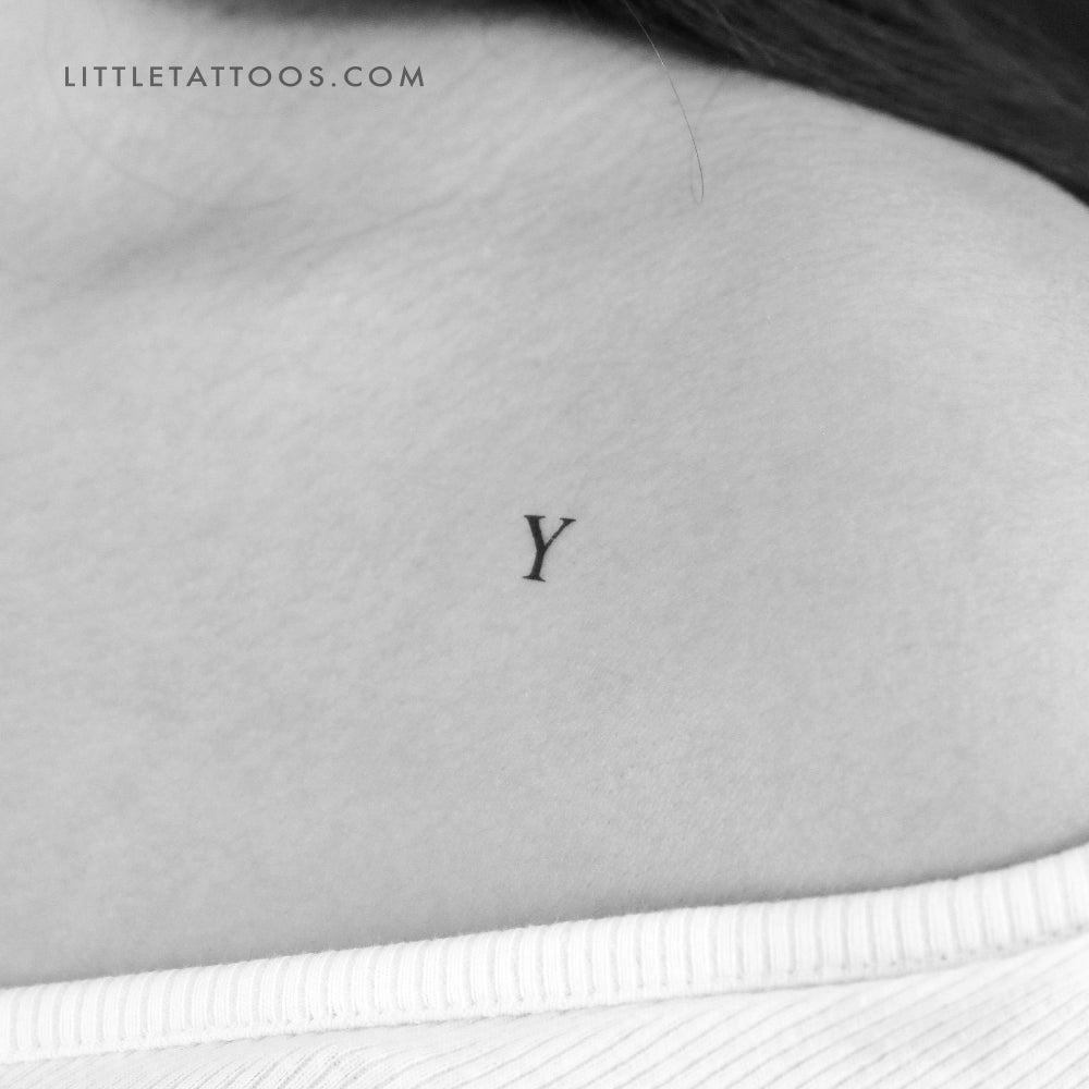 Y Uppercase Serif Letter Temporary Tattoo - Set of 3