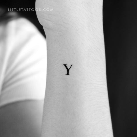 Y Uppercase Serif Letter Temporary Tattoo - Set of 3