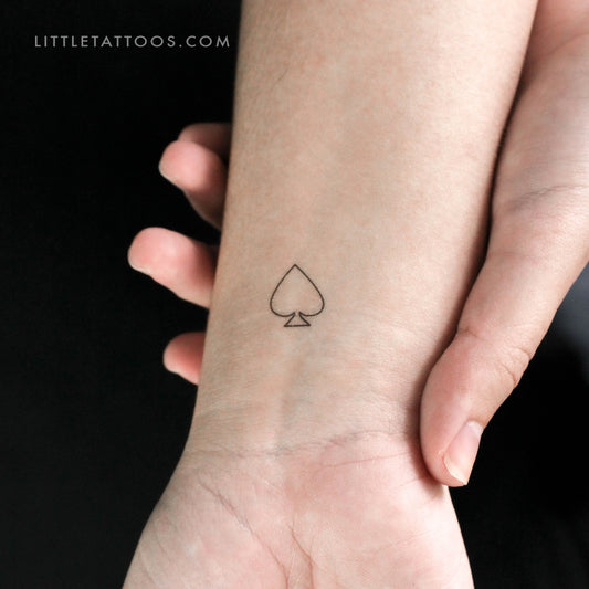 Fine Line Spade Temporary Tattoo - Set of 3