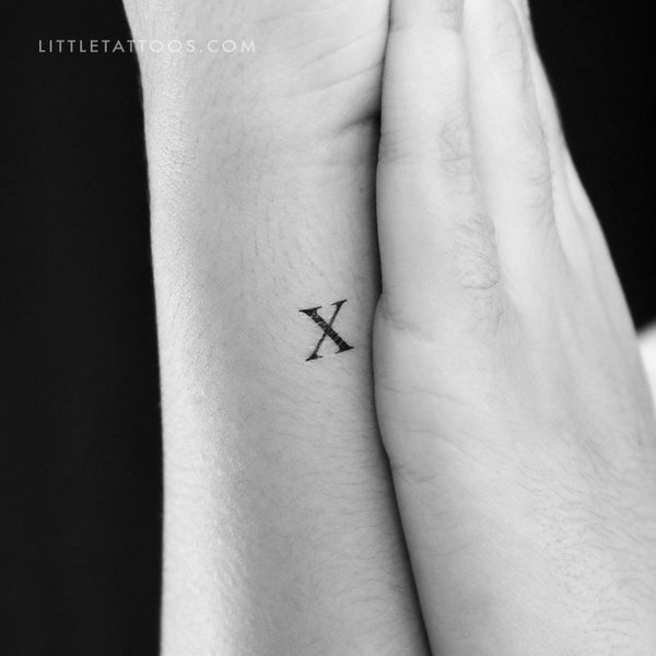 X Uppercase Serif Letter Temporary Tattoo - Set of 3